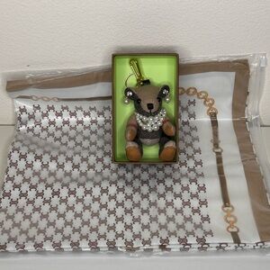🐻 Bear Bag Charm Keychain with Silk Scarf Bag Accessories
